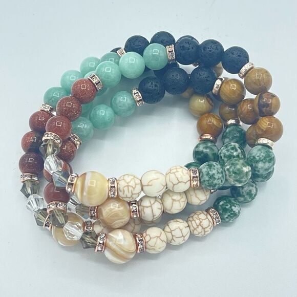 Sunny Desert cowgirl bling beaded stretch bracelet ONE NEW sandstone lava Amazon - Picture 4 of 12